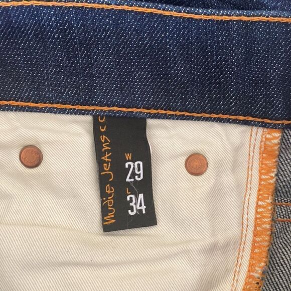 Nudie Grim Tim Dry Open Navy Comfort Stretch Jeans - Picture 8 of 14